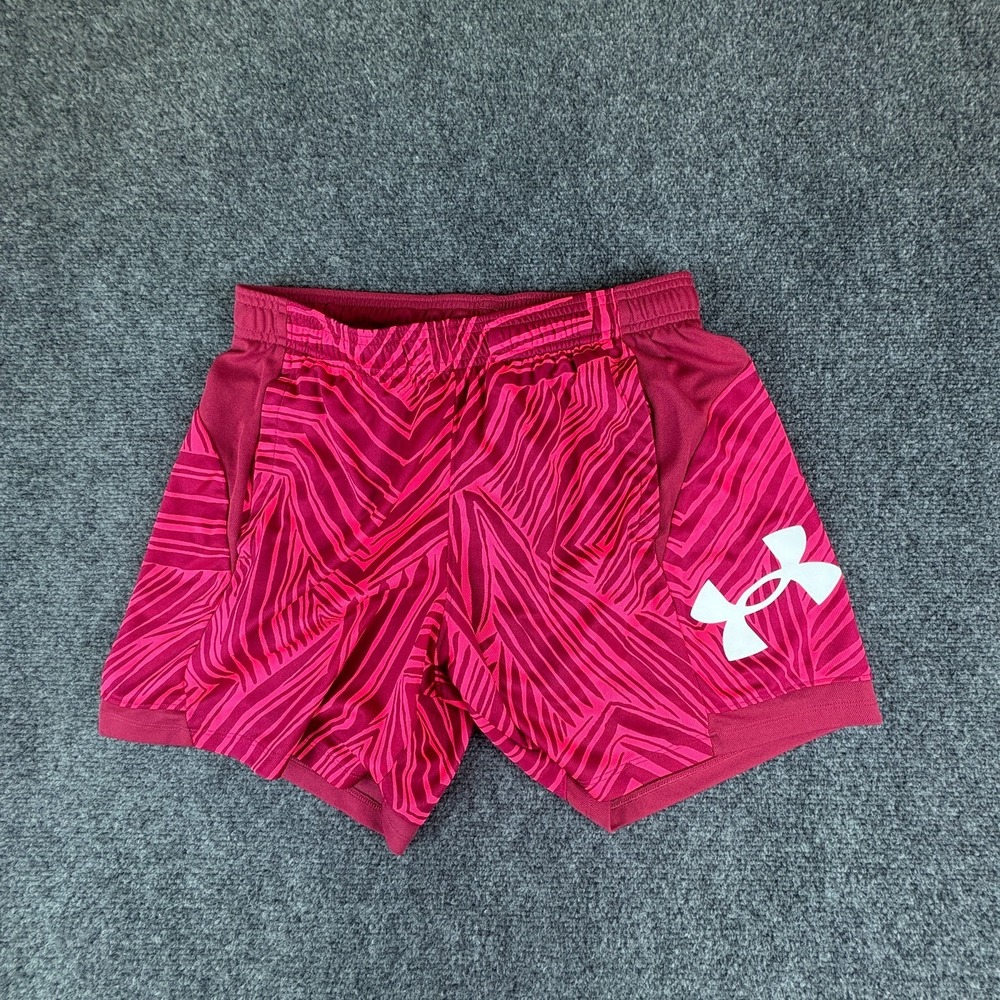 Under Armour Running Shorts Womens 29x6 Pink Geometric Loose Fit Performance